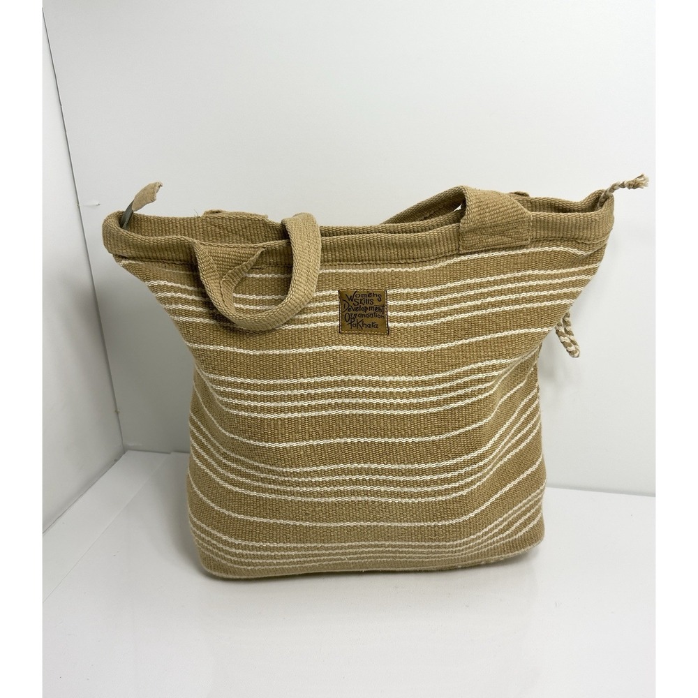 WSDO Nepal Handwoven Tote Bag Womens Skills Development Pokhara Striped Boho